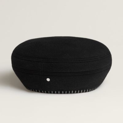 Hermes エルメス ラムレザーベレー帽 ホワイトステッチ Hermes